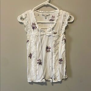 Embroidered White Sleeveless Top